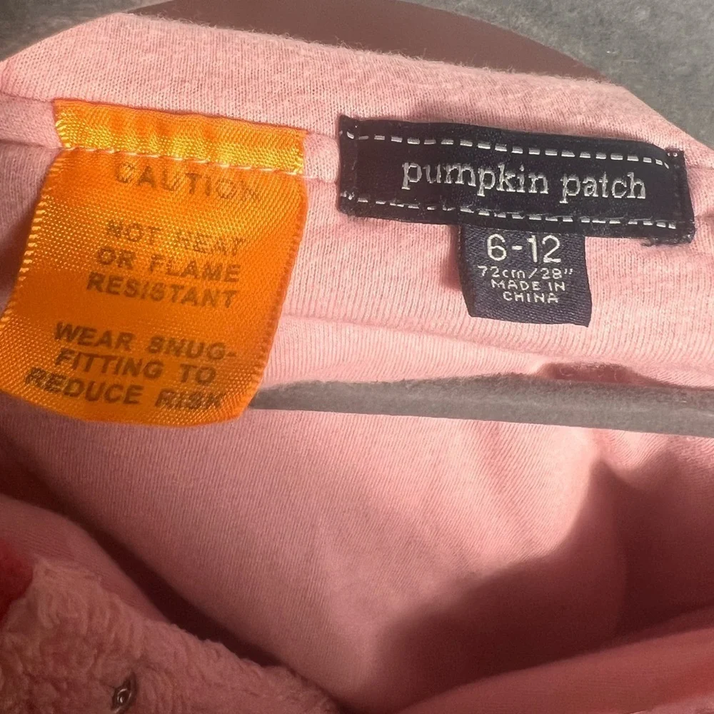 Pumpkin Patch Baby Girl Pink Bear Hooded Fleece 6-12M Footed Bodysuit